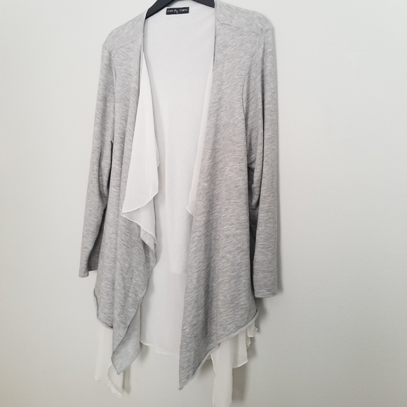 Kim & Cami 1X gray waterfall layered cardigan - Picture 4 of 6